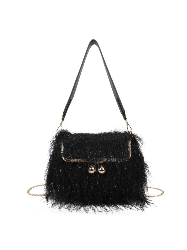 Borsa donna a spalla in ecopelliccia con tracolla - PF953