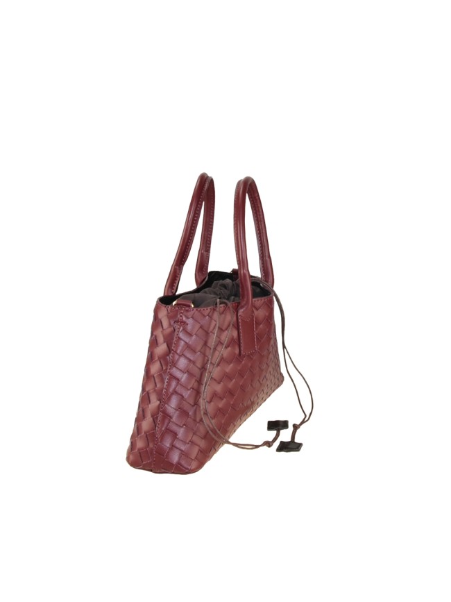 Woven leather handbag with shoulder...