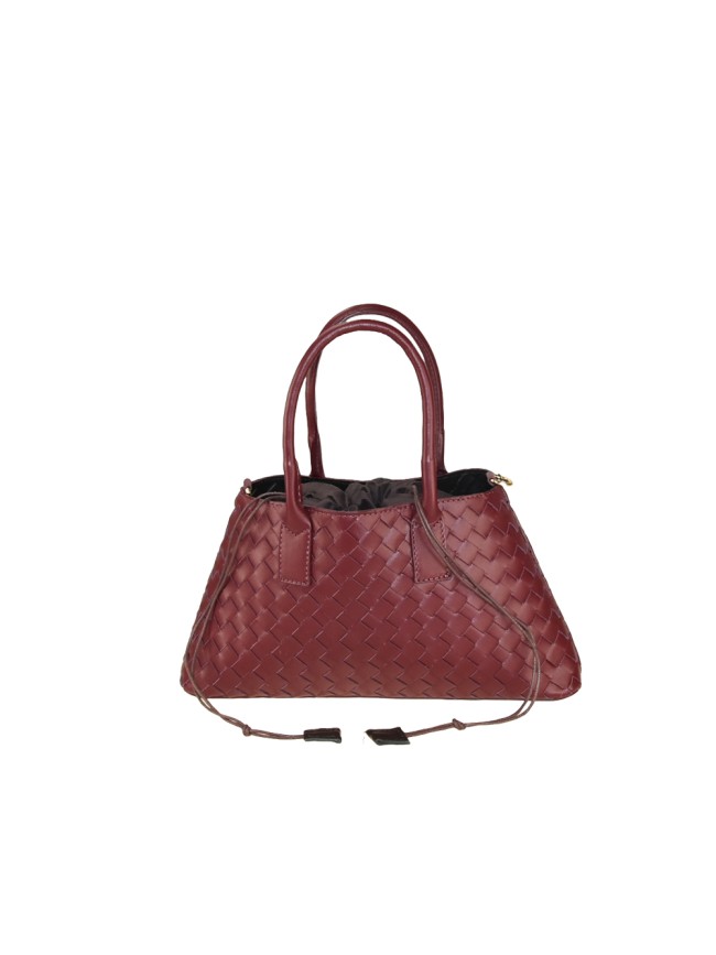 Woven leather handbag with shoulder...