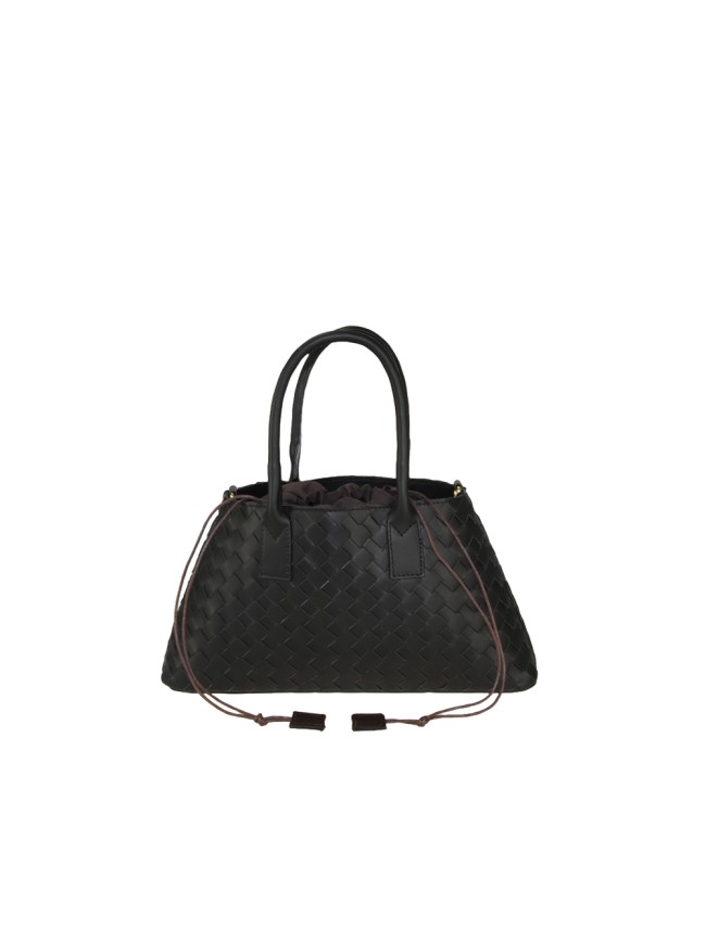 Woven leather handbag with shoulder...