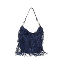 Woman vintage leather with fringes shoulder bag - FG45850