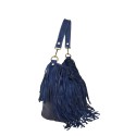 Woman vintage leather with fringes shoulder bag - FG45850