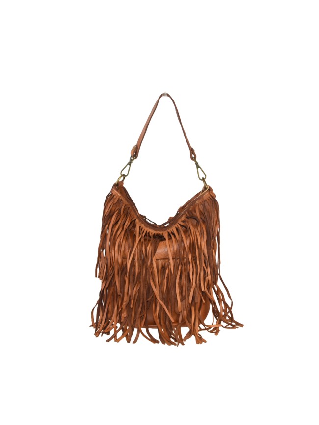 Woman vintage leather with fringes...