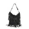 Woman vintage leather with fringes shoulder bag - FG45850