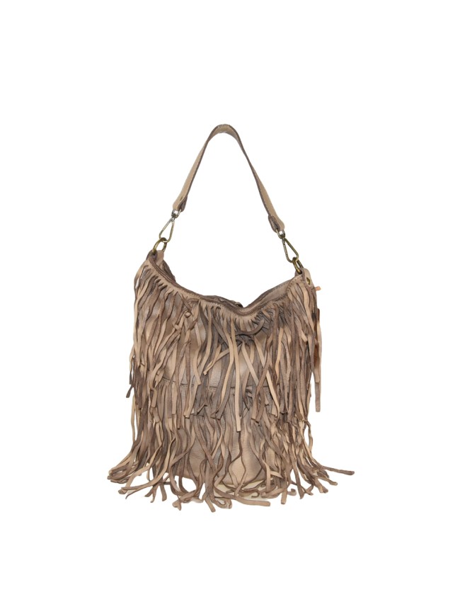 Woman vintage leather with fringes...