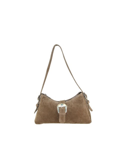 Suede shoulder bag with...