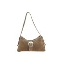 Suede shoulder bag with shoulder strap - TP35838