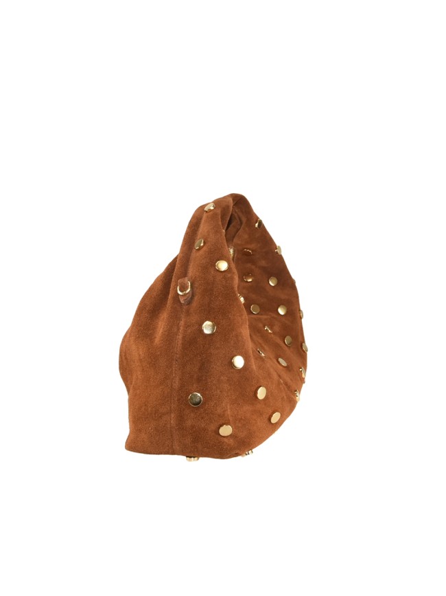 Suede shoulder bag with studs &... Suede shoulder bag with studs &...