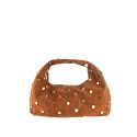 Suede shoulder bag with studs & shoulder strap - CB39843
