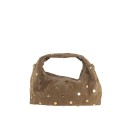 Borsa a spalla in pelle camoscio con borchie e tracolla regolabile - CB39843
