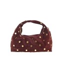 Suede shoulder bag with studs & shoulder strap - CB39843