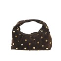 Suede shoulder bag with studs & shoulder strap - CB39843