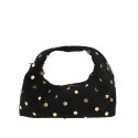 Borsa a spalla in pelle camoscio con borchie e tracolla regolabile - CB39843