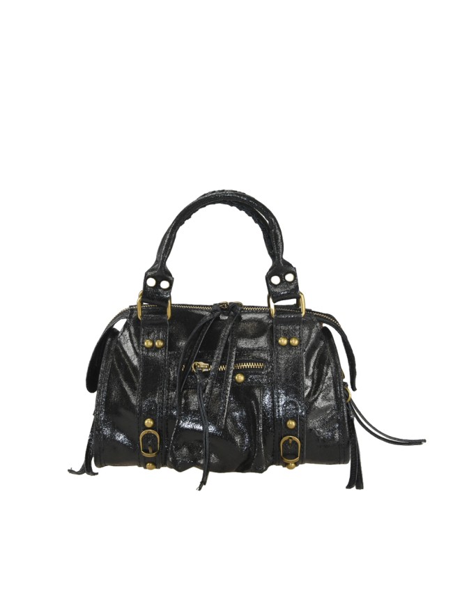 Leather hand bag with shoulder strap...