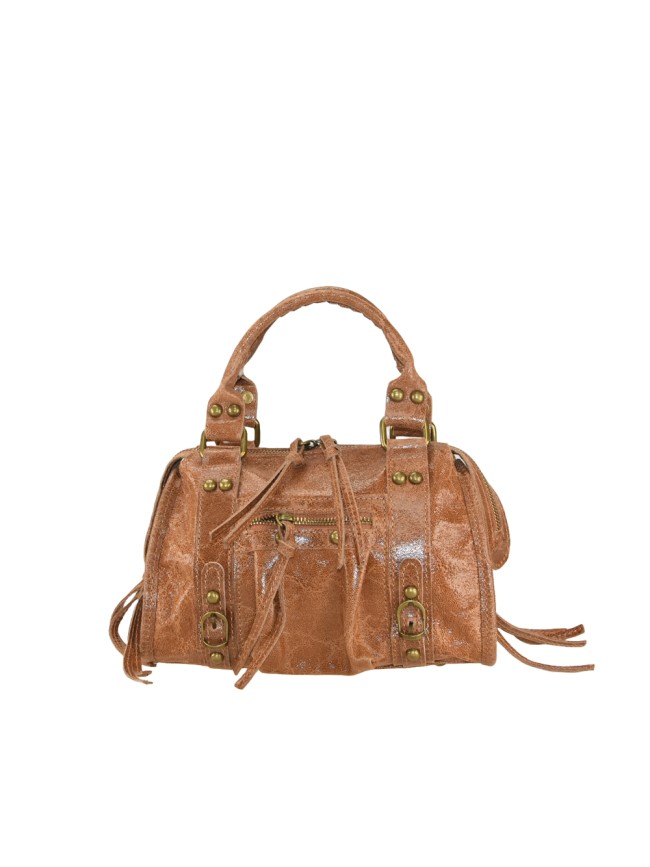 Leather hand bag with shoulder strap...