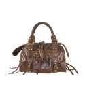 Leather hand bag with shoulder strap - BA29832