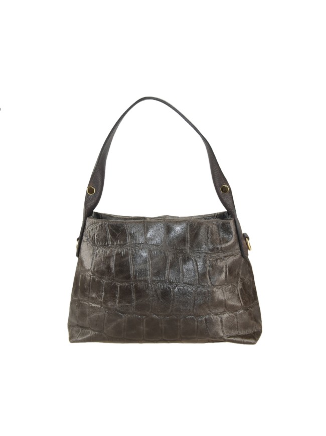 Leather hand bag with shoulder strap...