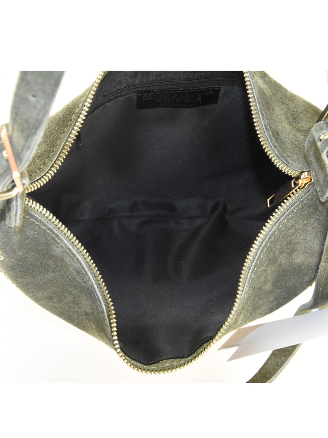 Borsa a spalla in pelle camoscio con... Borsa a spalla in pelle camoscio con...