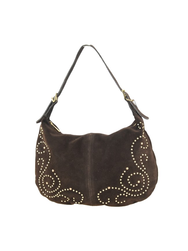 Borsa a spalla in pelle camoscio con... Borsa a spalla in pelle camoscio con...