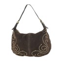 Borsa a spalla in pelle camoscio con tracolla regolabile - SB34837