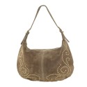 Borsa a spalla in pelle camoscio con tracolla regolabile - SB34837