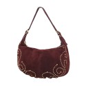 Borsa a spalla in pelle camoscio con tracolla regolabile - SB34837
