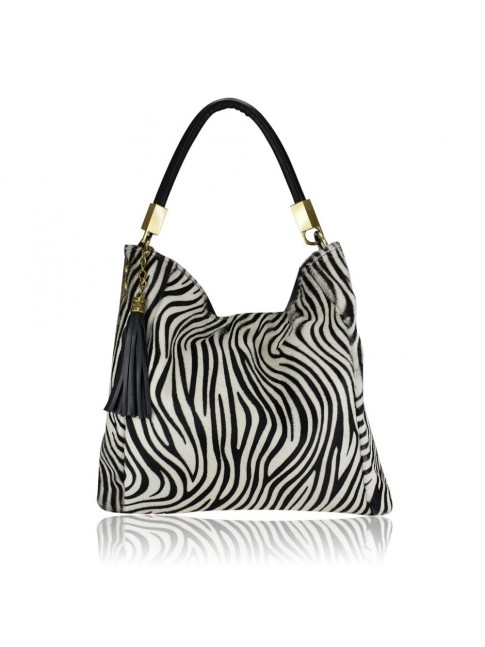 Leather fur shoulder bag -...