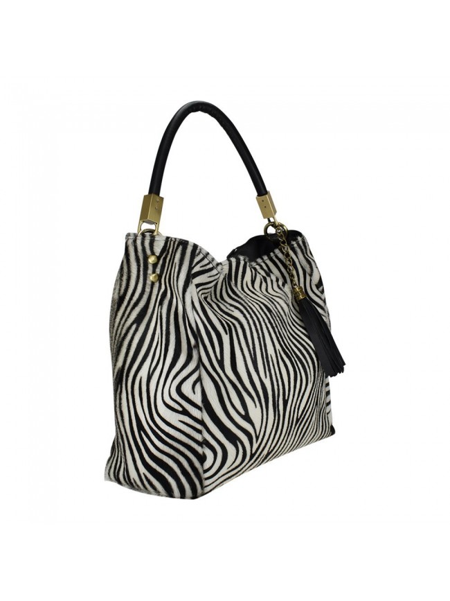 Leather fur shoulder bag - CV65872