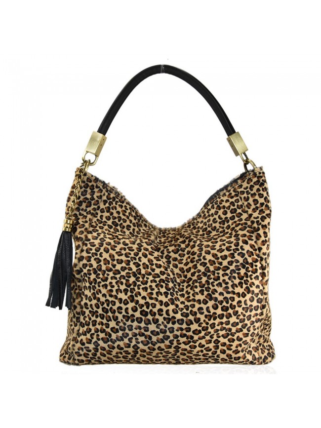 Leather fur shoulder bag - CV65872