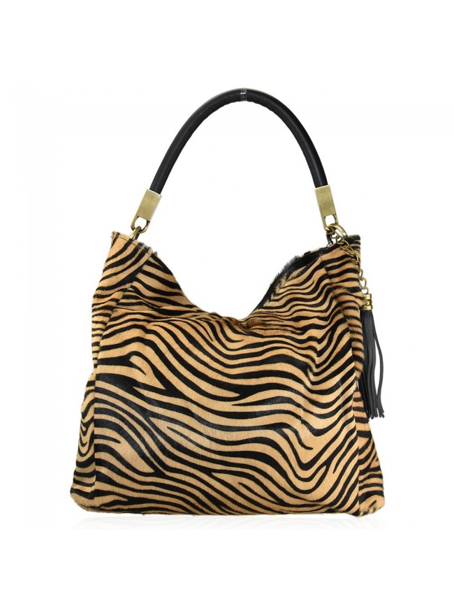 Leather fur shoulder bag - CV65872