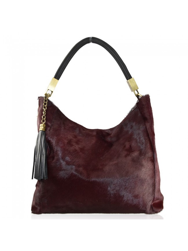 Leather fur shoulder bag - CV65872