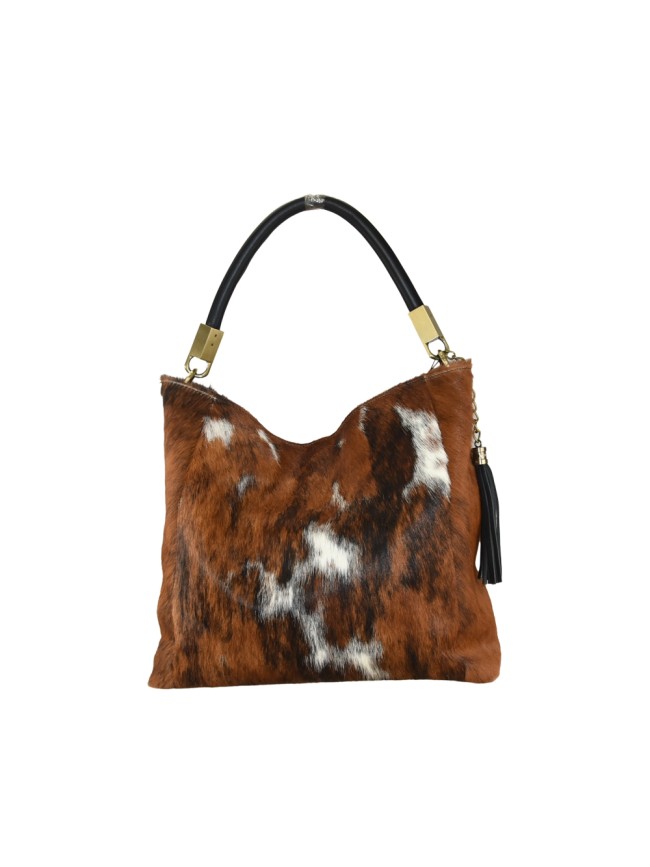 Borsa a spalla in pelle con cavallino...