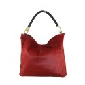 Leather fur shoulder bag - CV65872