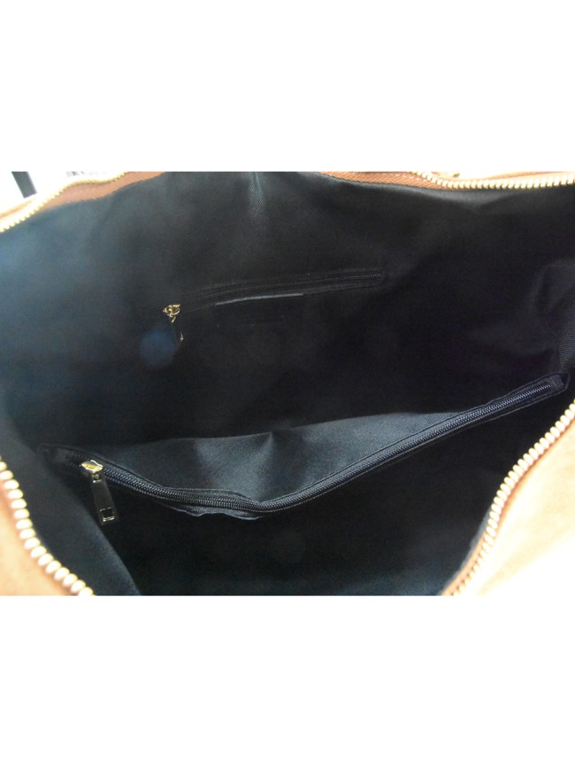 Borsa a spalla in pelle camoscio con...