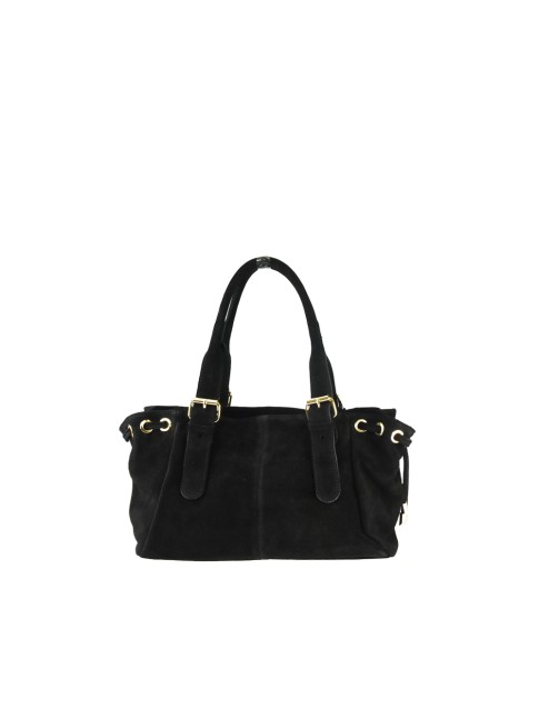 Suede shoulder bag with...