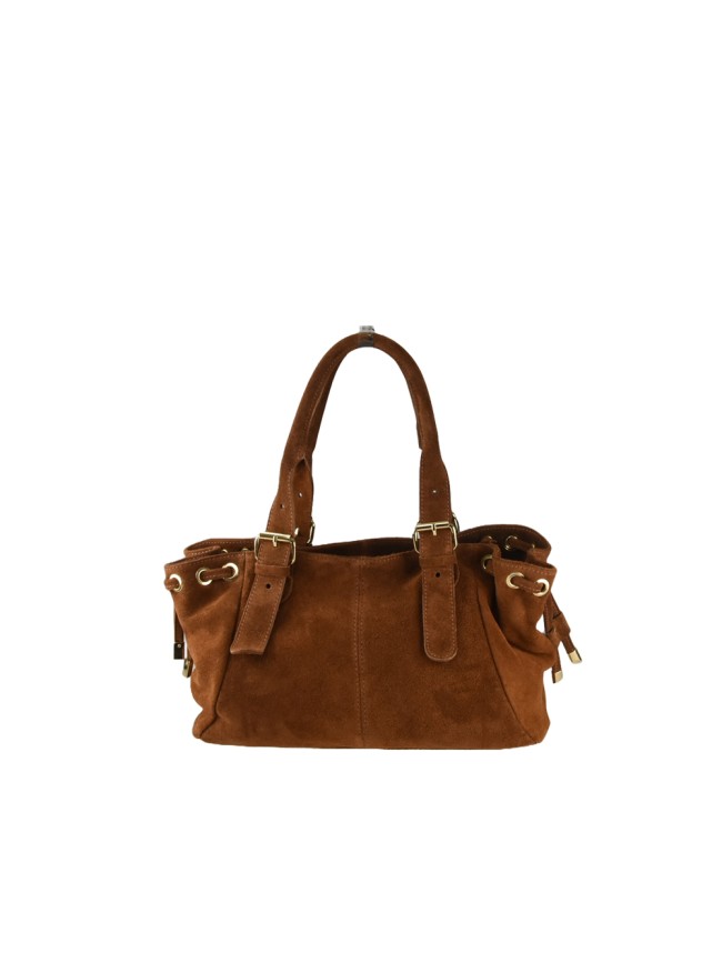 Borsa a spalla in pelle camoscio con...