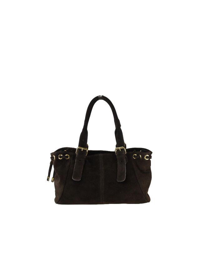 Borsa a spalla in pelle camoscio con...