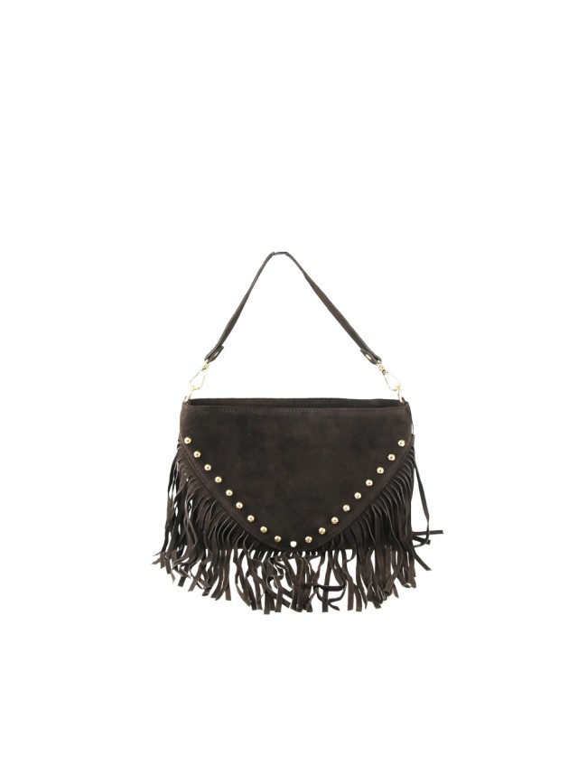 Pochette - busta in pelle con frange...