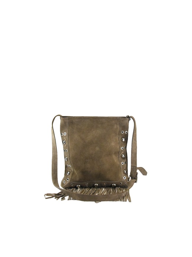 Borsa a spalla in pelle camoscio con...