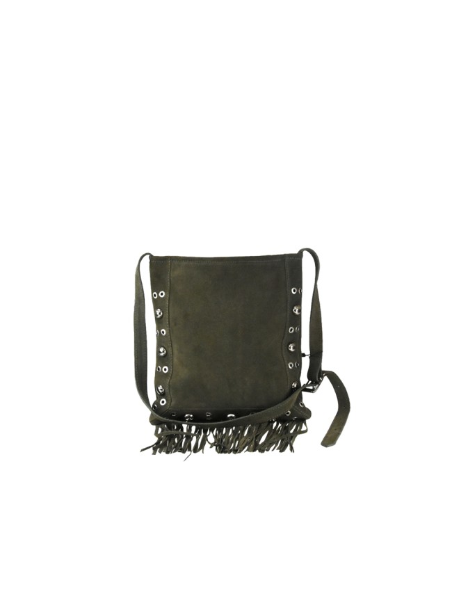 Borsa a spalla in pelle camoscio con...