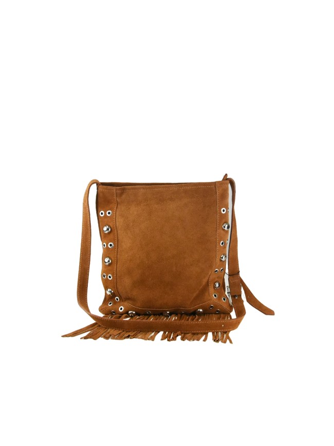 Borsa a spalla in pelle camoscio con...