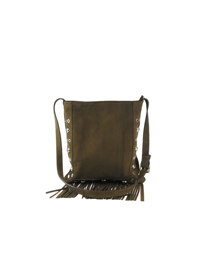 Borsa a spalla in pelle camoscio con...