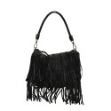 Woman vintage leather with fringes shoulder bag - ZF45850