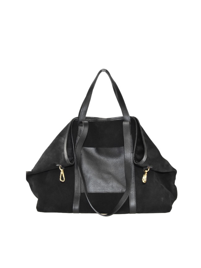 Leather hand & shoulder bag with shoulder strap - SR39843