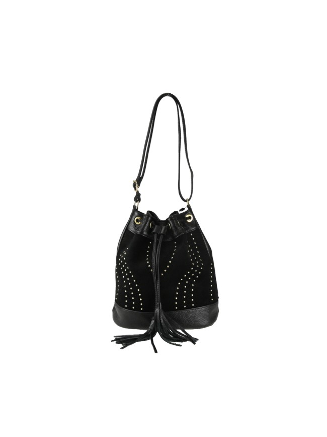 Woman suede leather bucket shoulder...