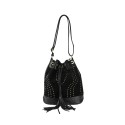 Woman suede leather bucket shoulder bag with studs - BU36839