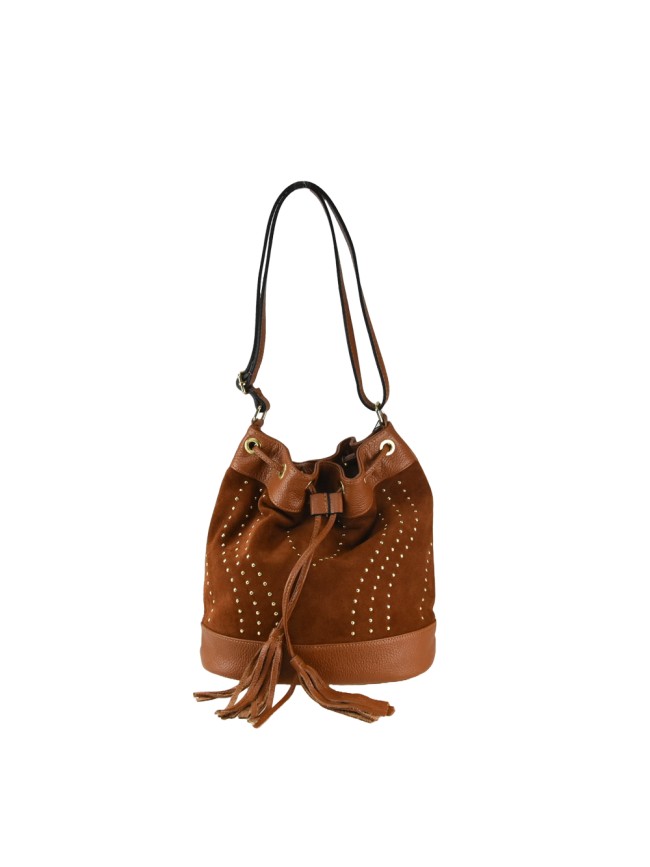 Woman suede leather bucket shoulder...