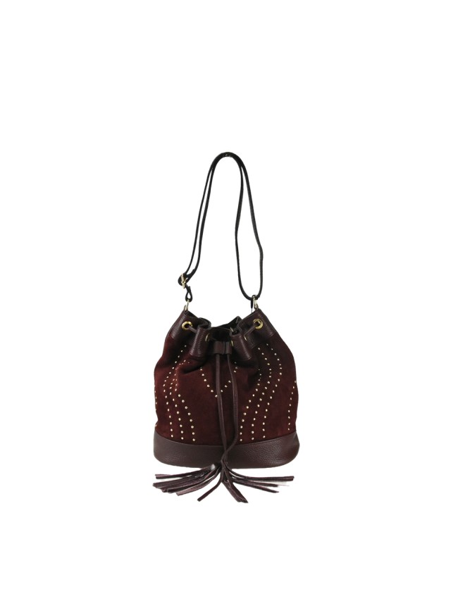 Woman suede leather bucket shoulder...