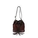 Woman suede leather bucket shoulder bag with studs - BU36839