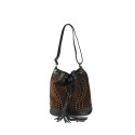 Woman suede leather bucket shoulder bag with studs - BU36839
